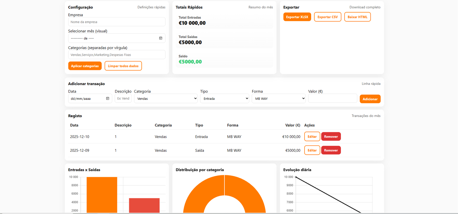 Print da planilha PREMIUM